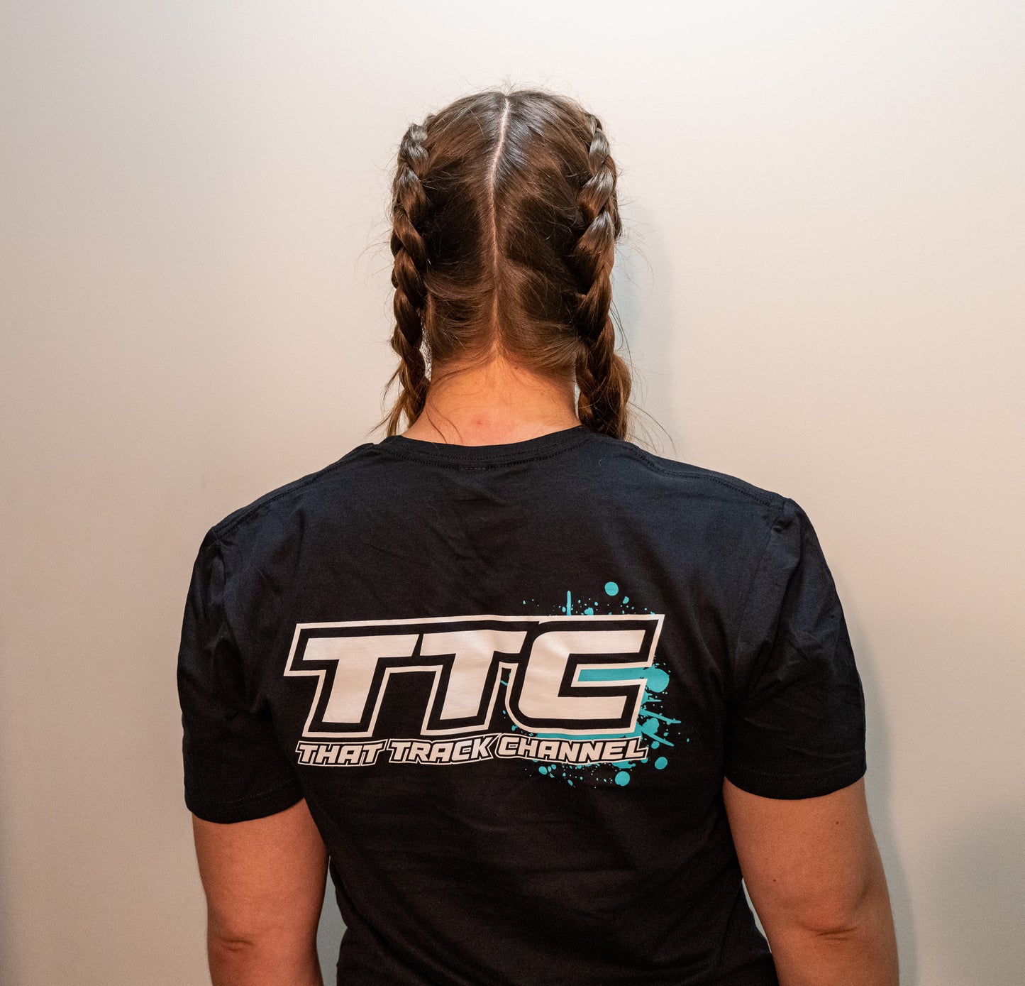 TTC SHIRT - BLACK SHIRT, WHITE FONT, TEAL COLOR SPLASH