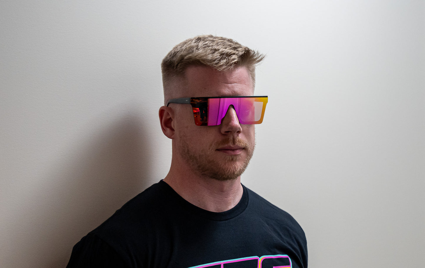 TTC SUNGLASSES - BLACK FRAME, PINK LENS