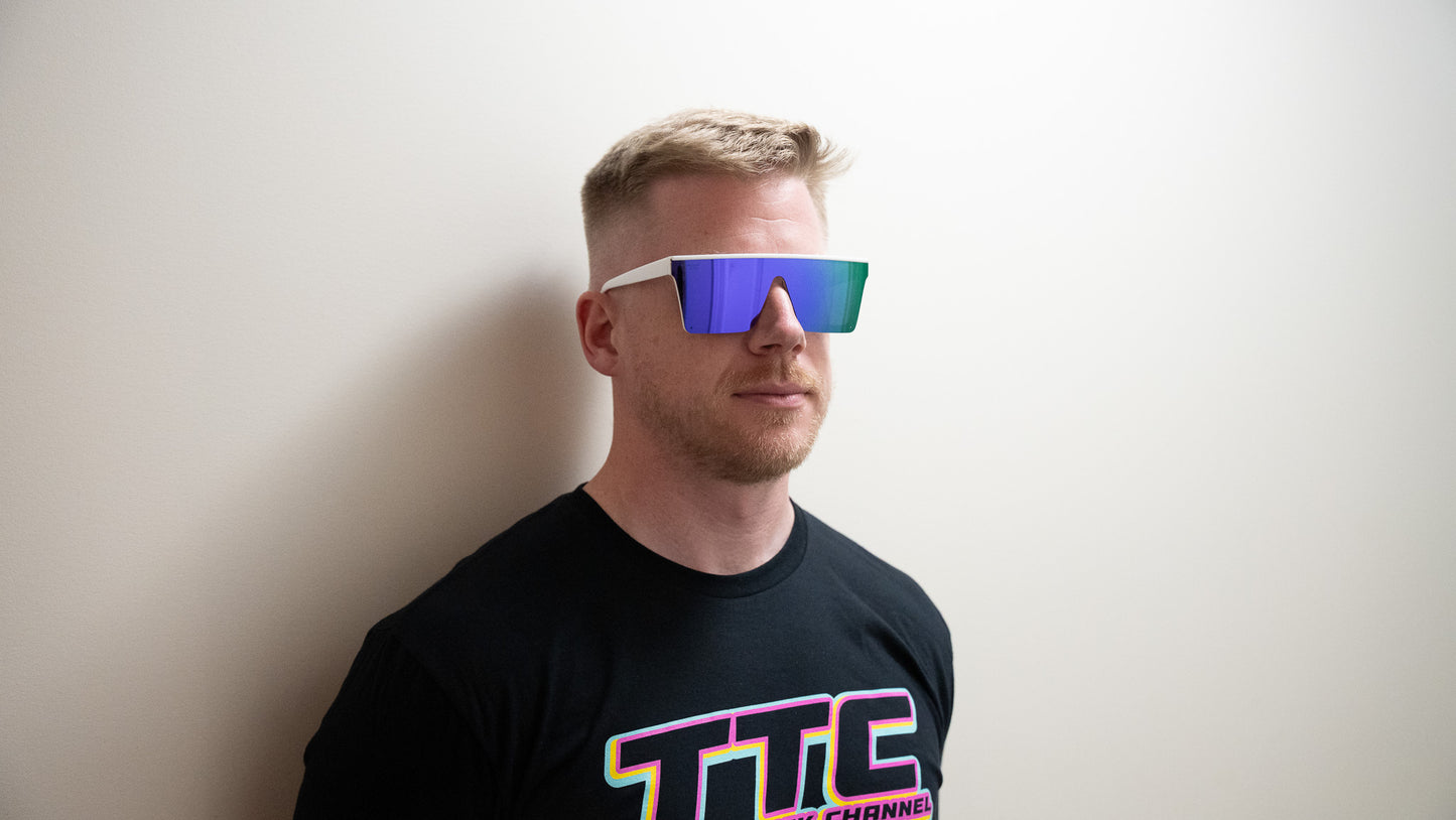 TTC SUNGLASSES - WHITE FRAME, PURPLE LENS (CAT 4)