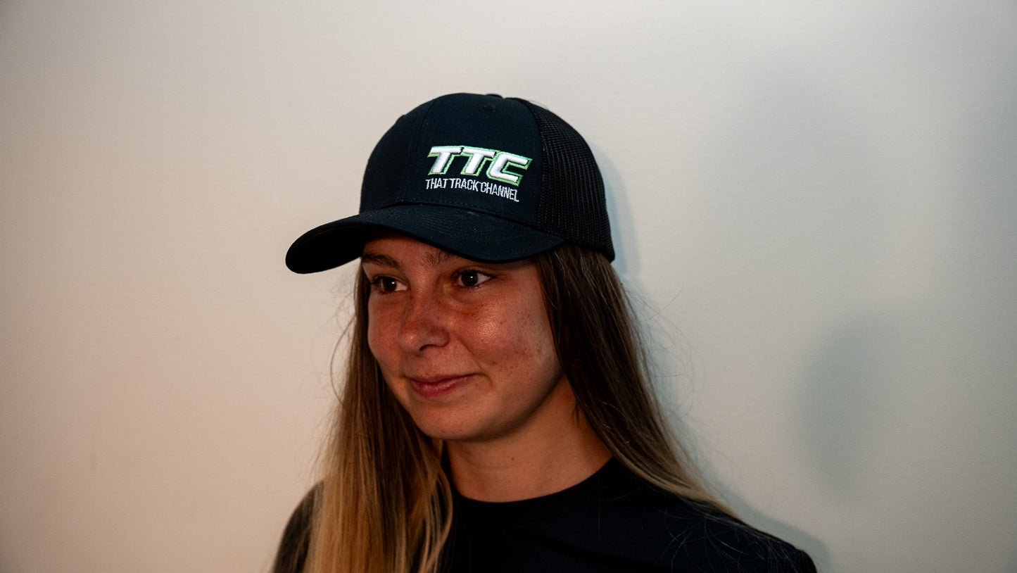 TTC HAT - BLACK WITH GREEN STITCH