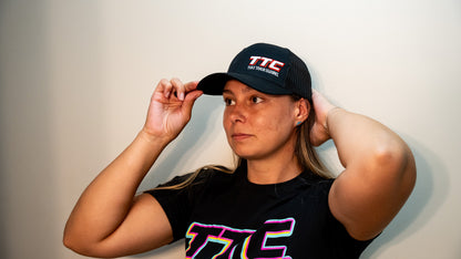 TTC HAT - BLACK WITH RED STITCH