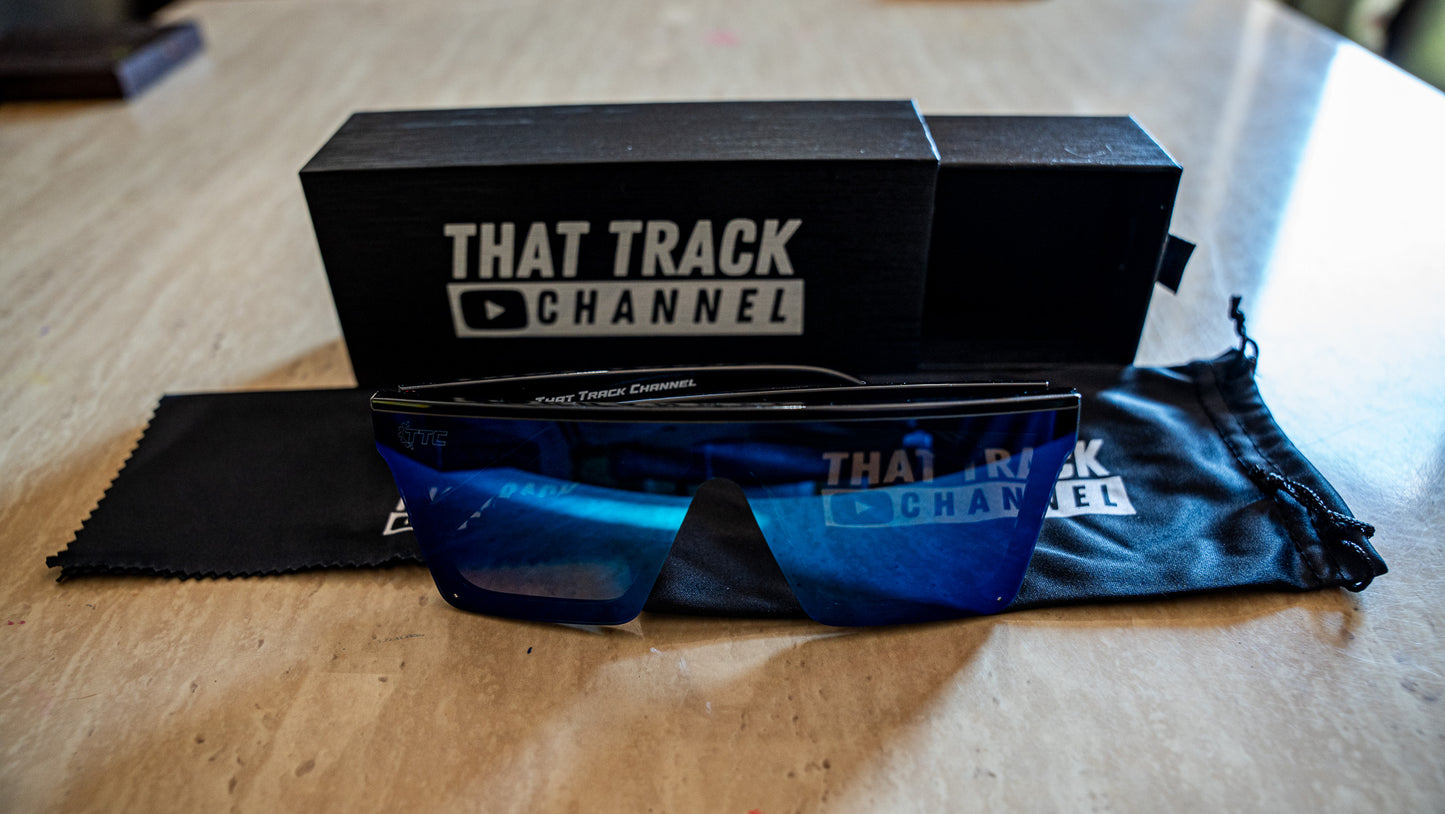 TTC SUNGLASSES - BLACK FRAME, BLUE LENS