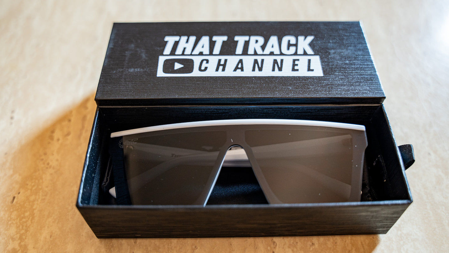 TTC SUNGLASSES - WHITE FRAME, BLACK LENS