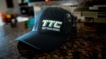 TTC HAT - BLACK WITH GREEN STITCH