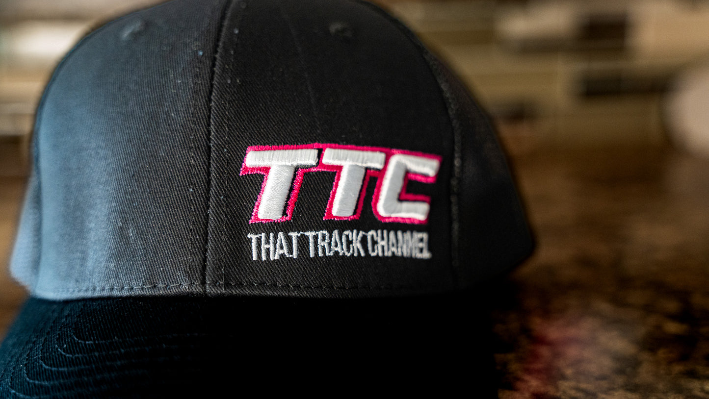 TTC HAT - BLACK WITH PINK STITCH