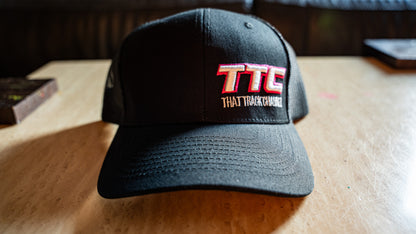 TTC HAT - BLACK WITH PINK STITCH