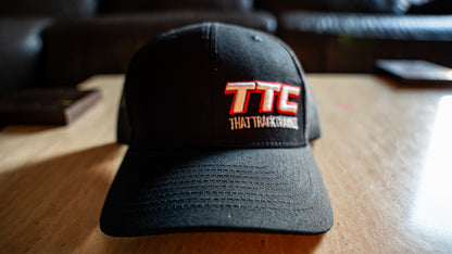 TTC HAT - BLACK WITH RED STITCH