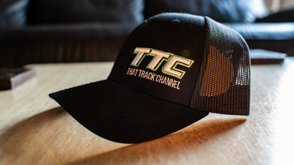 TTC HAT - BLACK WITH GREEN STITCH