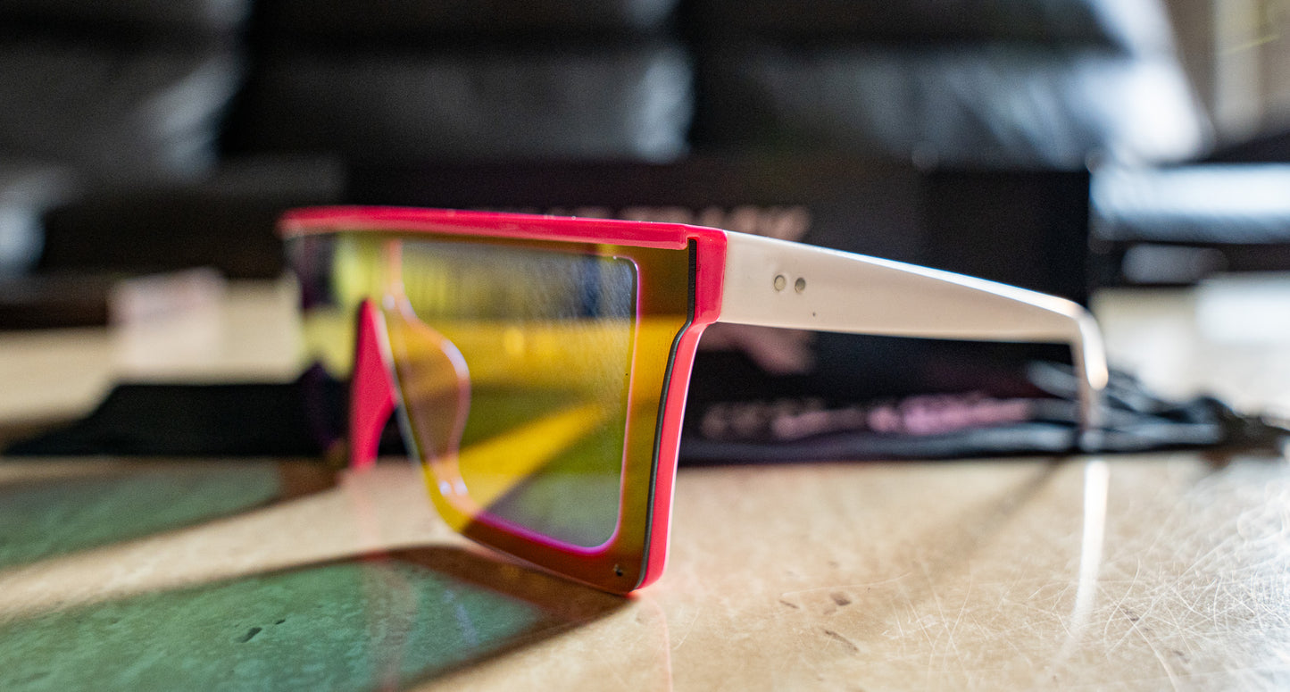 TTC SUNGLASSES - WHITE/PINK FRAME AND PINK LENS