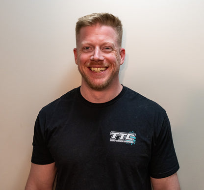 TTC SHIRT - BLACK SHIRT, WHITE FONT, TEAL COLOR SPLASH