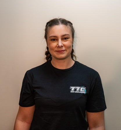 TTC SHIRT - BLACK SHIRT, WHITE FONT, TEAL COLOR SPLASH