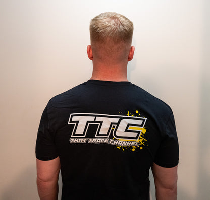 TTC SHIRT - BLACK SHIRT, WHITE FONT, YELLOW COLOR SPLASH