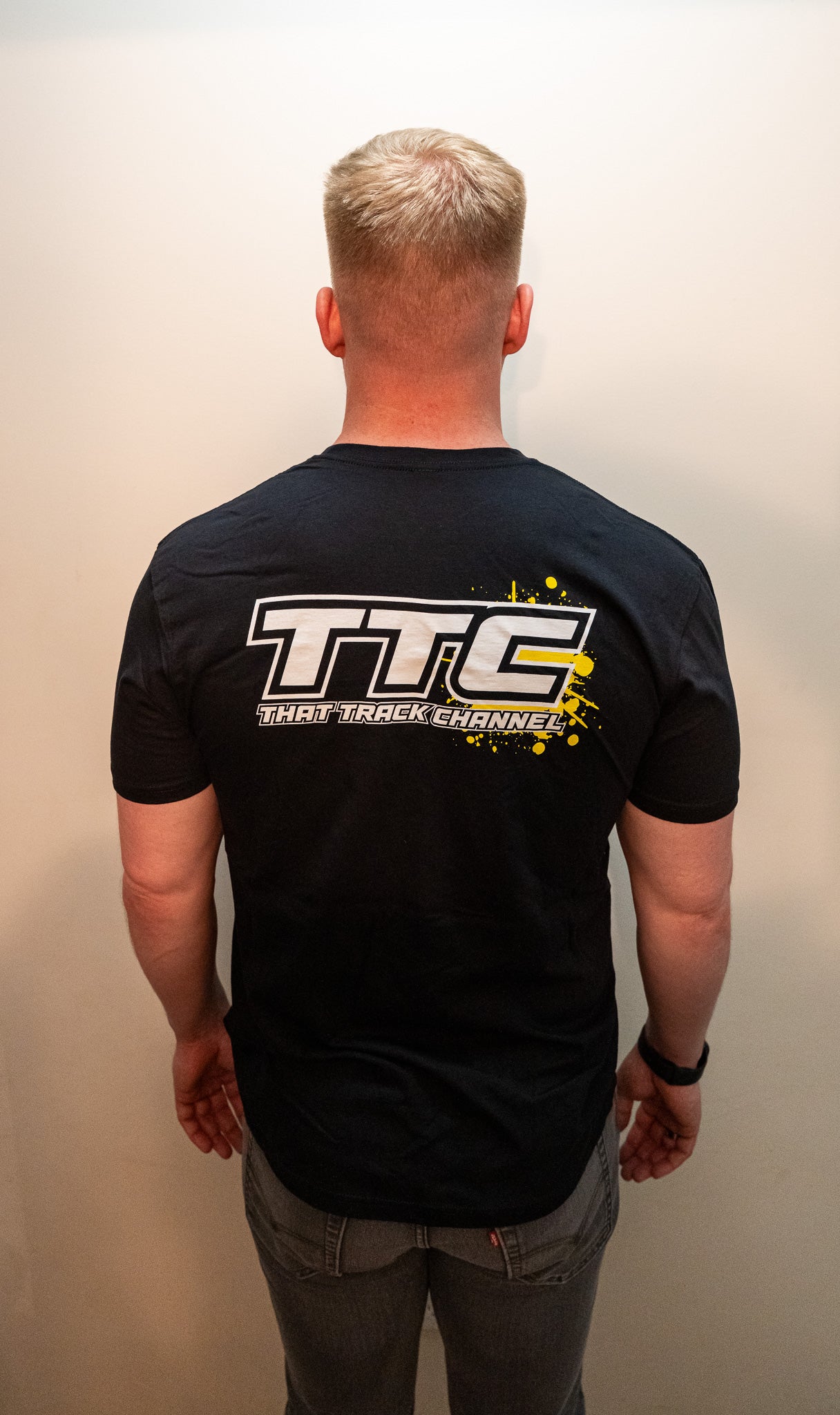 TTC SHIRT - BLACK SHIRT, WHITE FONT, YELLOW COLOR SPLASH