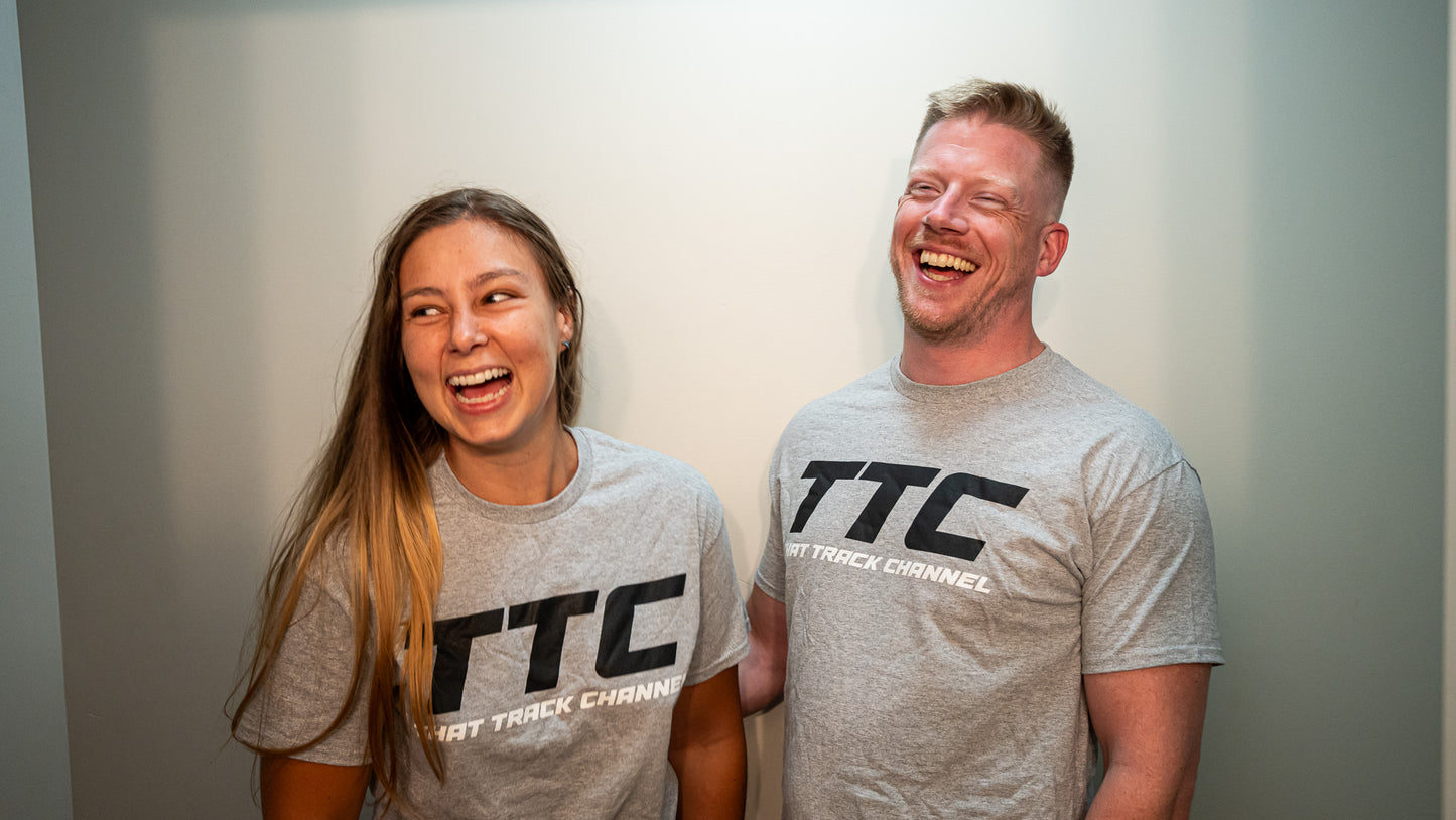 TTC SHIRT - GREY SHIRT, BLACK AND WHITE FONT