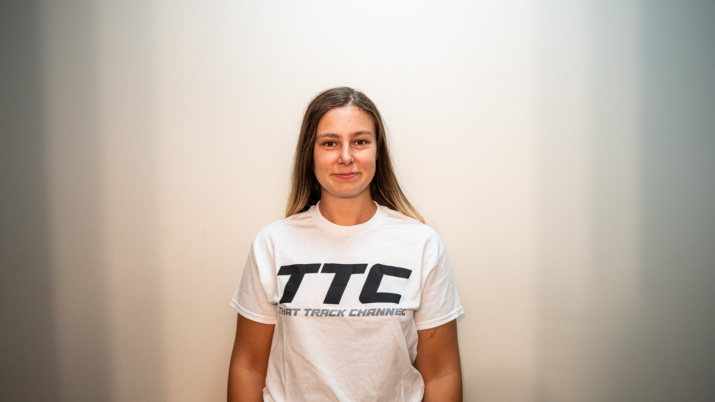 TTC SHIRT - WHITE SHIRT, BLACK AND GREY FONT