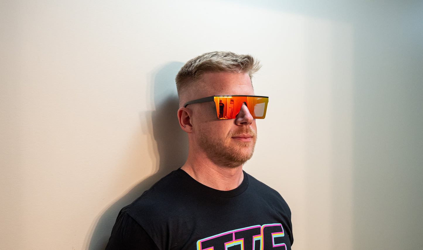 TTC SUNGLASSES - BLACK FRAME, RED LENS (CAT 4)